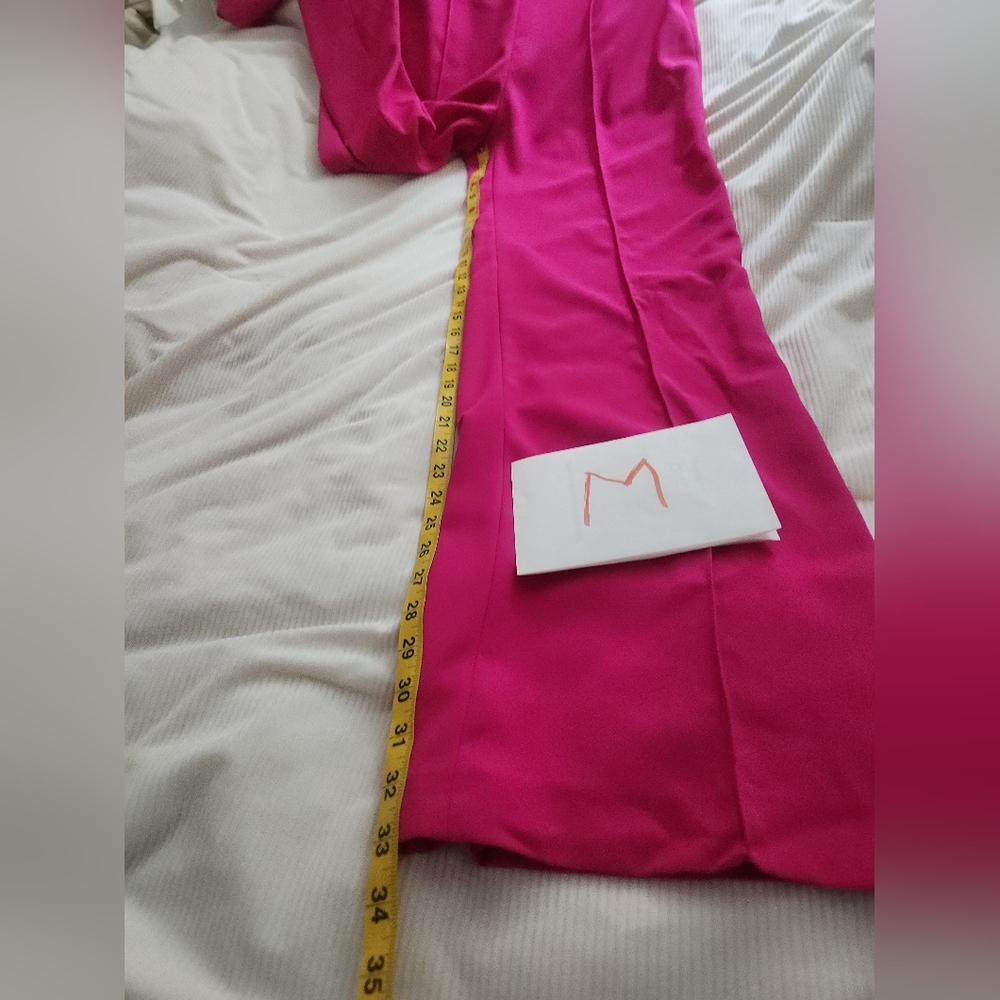 ZARA Zw co-ord set Tuxedo Collar Blazer Belted + Pants neon Fuschia Sz M BNWT - Picture 11 of 15